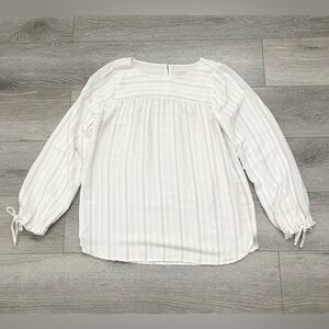 LOFT Ivory Striped Blouse Petite XS